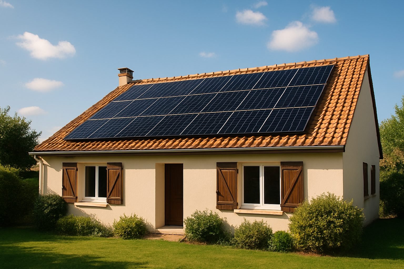 Maison équipée de panneaux solaires